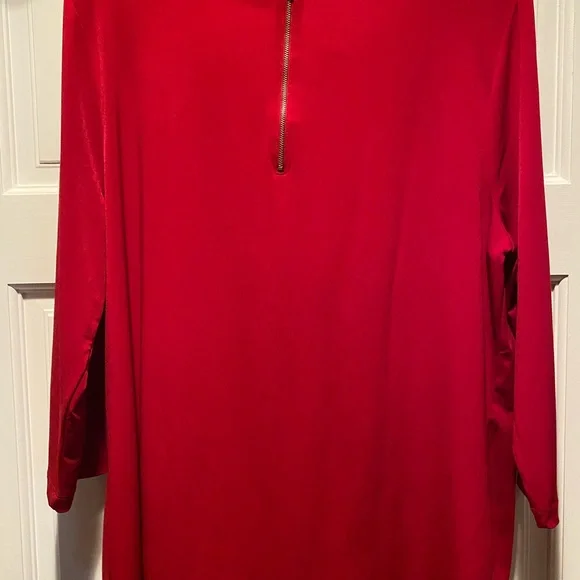 Chico's Bold Red Scoop Neck Blouse - Picture 4 of 4